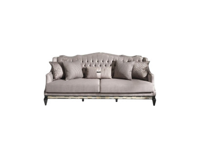 Divano Chesterfield a 3 posti in stoffa grigia