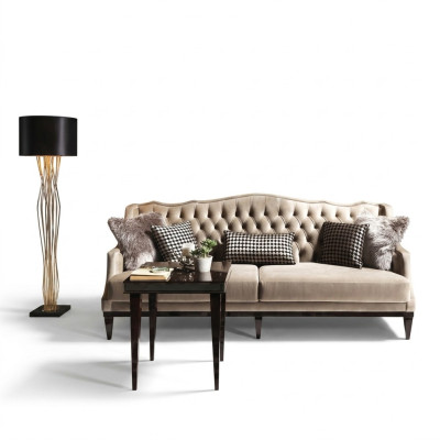 Soggiorno set divano 3 posti Tavolino Chesterfield divano imbottito grigio