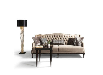 Soggiorno set divano 3 posti Tavolino Chesterfield divano imbottito grigio