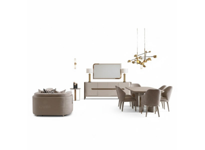 Sala da pranzo Set angolo pranzo Tavolo Sedie Set 9 pezzi Beige Gruppo da pranzo