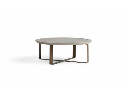 Tavolino moderno da salotto in metallo beige.