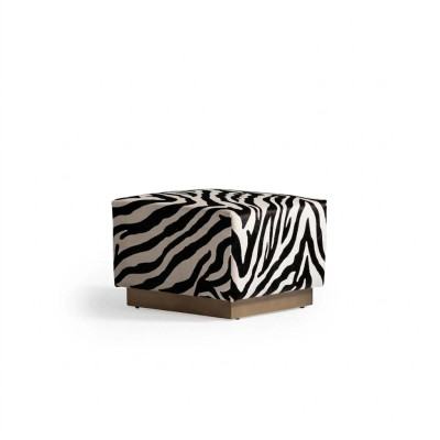 Sgabello sgabello in tessuto a motivo di zebra, pouf imbottito per il soggiorno.