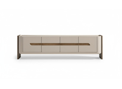 Mobile porta TV basso Beige in legno Armadio moderno per soggiorno.