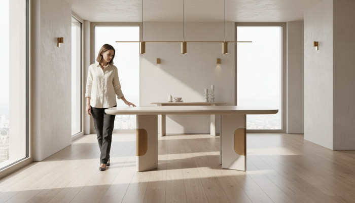 Tavolo da pranzo moderno in legno per angolo pranzo beige design della sala da pranzo