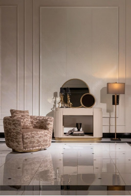 Set soggiorno poltrona, comodino, specchio in tessuto beige, legno, relax 3 pezzi  Set soggiorno poltrona, comodino, specchio in tessuto beige, legno, relax 3 pezzi
