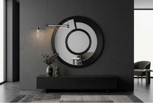Specchio da parete rotondo specchio decorativo design moderno soggiorno nero