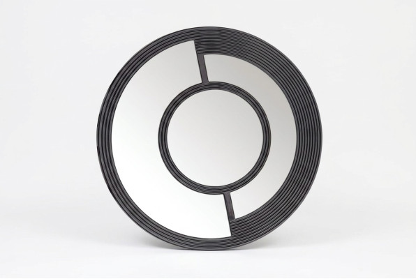 Specchio da parete rotondo specchio decorativo design moderno soggiorno nero