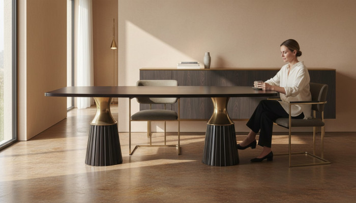 Tavolo da pranzo Tavolo Tavolo Nero Tavolo in legno Design da sala da pranzo