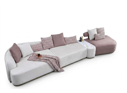 Soggiorno divano in tessuto rosa, grande divano, divano imbottito moderno, divani