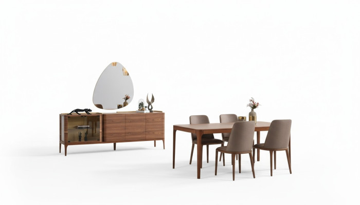 Completo sala da pranzo gruppo tavolo da pranzo angolo tavolo sedie 9 pezzi legno marrone