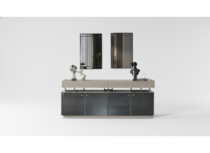 Mobile con specchio, set da credenza, armadio moderno cassettiera grigia.