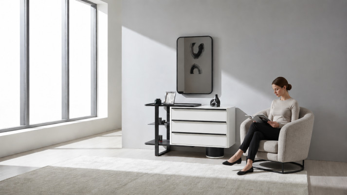 Vanity console table with mirror dressing table Modern wood White