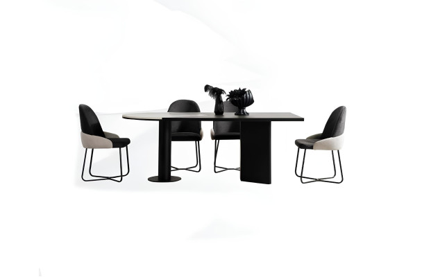 Gruppo da pranzo, gruppo da pranzo, angolo cottura, tavolo da pranzo, sedie 7 pezzi in legno nero