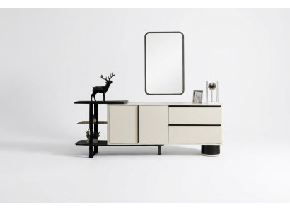 Mobiletto con specchio credenza moderna bianca.