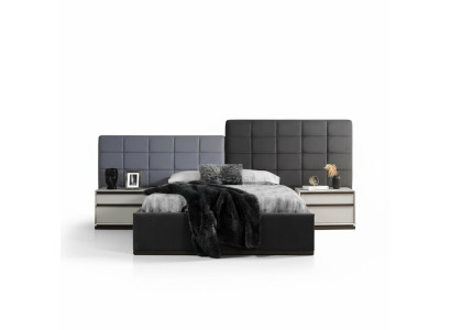 Camera da letto set matrimoniale letto comodini 3 pezzi Grigio Moderno