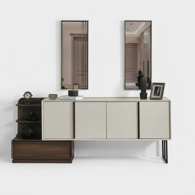 Armadio con specchio credenza gruppo moderno comò bianco