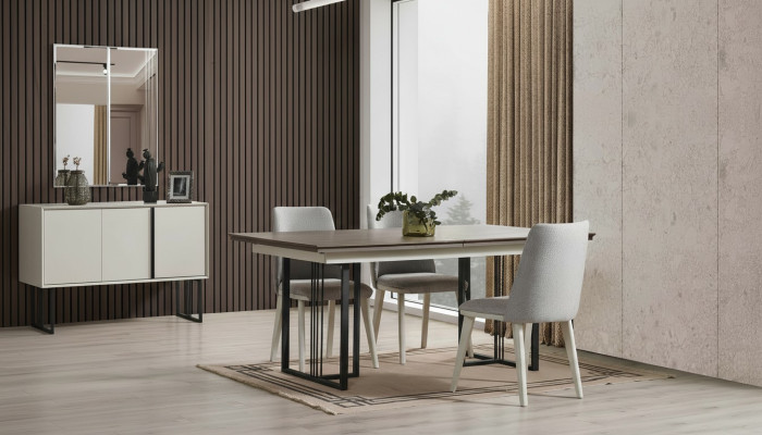 Zona pranzo Set da pranzo Bianco Set da pranzo Tavolo Sedie 7 pezzi Legno