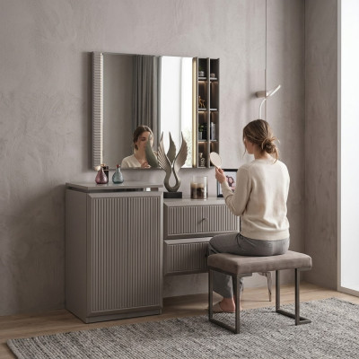 Tavolo da trucco Tavolo da toeletta Consolle Specchio Legno Grigio Camera da letto