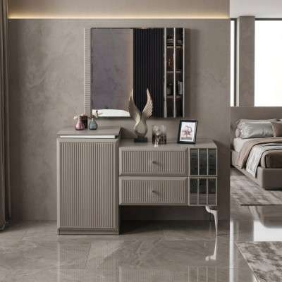 Tavolo da trucco Tavolo da toeletta Consolle Specchio Legno Grigio Camera da letto