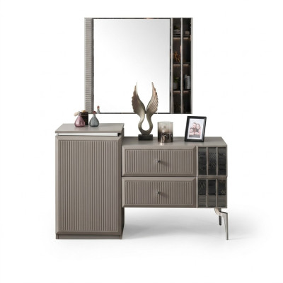 Tavolo da trucco Tavolo da toeletta Consolle Specchio Legno Grigio Camera da letto