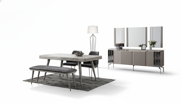 Mobili da sala da pranzo Angolo cottura Tavolo da pranzo Set da pranzo Sedie da pranzo 9 pezzi Grigio  Mobili da sala da pranzo angolo cottura Tavolo da pranzo Set da pranzo Sedie da pranzo 9 pezzi Grigio