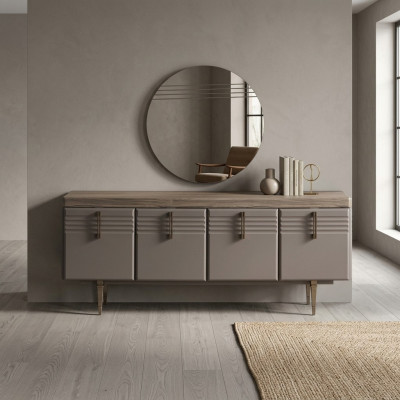 Mobile da sala Grigio Armadio Specchio Comò in Legno Set Comò