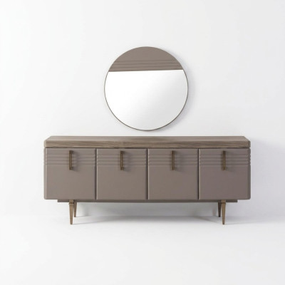 Mobile da sala Grigio Armadio Specchio Comò in Legno Set Comò