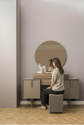 Tavolo trucco consolle tavolo da toeletta legno grigio specchio camera da letto