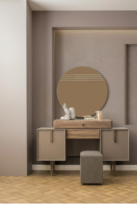 Tavolo trucco consolle tavolo da toeletta legno grigio specchio camera da letto