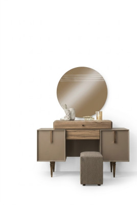Tavolo trucco consolle tavolo da toeletta legno grigio specchio camera da letto