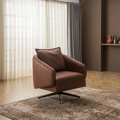 Poltrona Poltrona in pelle sintetica marrone Design