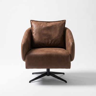 Poltrona Poltrona in pelle sintetica marrone Design