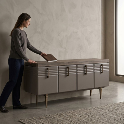 Sideboard credenza armadio in legno comò armadio in legno grigio soggiorno