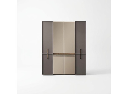 Armadio guardaroba Armadio da camera in legno Grigio Specchio