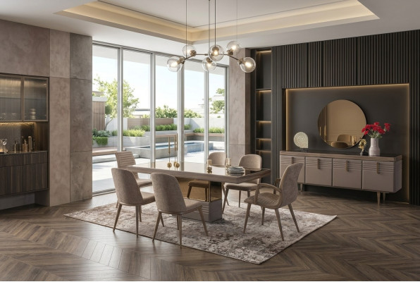Tavolo da pranzo tavolo da pranzo tavolo sala da pranzo lusso legno beige 199 cm