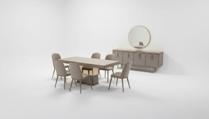 Tavolo da pranzo tavolo da pranzo tavolo sala da pranzo lusso legno beige 199 cm