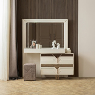 Tavolo da trucco, tavolo da toeletta, scrivania, legno, comò camera da letto bianco.