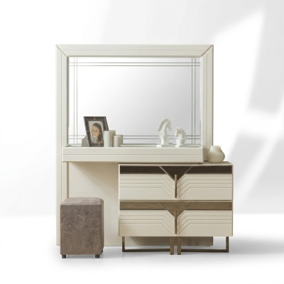 Tavolo da trucco, tavolo da toeletta, scrivania, legno, comò camera da letto bianco.
