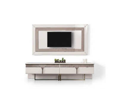 Soggiorno mobile TV Stand pannello da parete RTV Lowboard Bianco Legno Madia Moderno