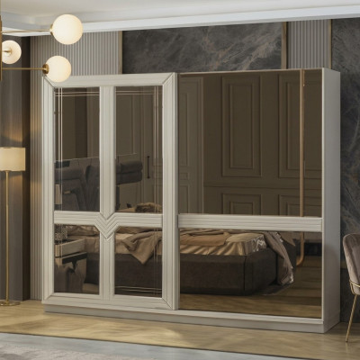 Armadio in legno bianco con specchio per la camera da letto