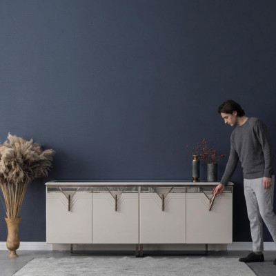 Mobiletto credenza in legno bianco moderno
