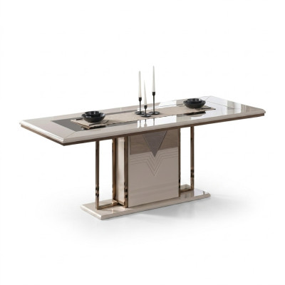 Tavolo da pranzo di lusso Moderno in legno bianco 200cm per sala da pranzo.
