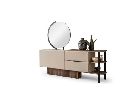 Mobiletto con specchio in legno beige - armadio in legno Design
