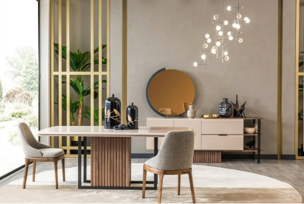 Sala da pranzo Set tavolo e sedie completo 9 pezzi Beige Set angolo pranzo