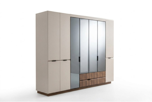 Armadio in legno Beige Armadio da camera da letto Armadio Moderno