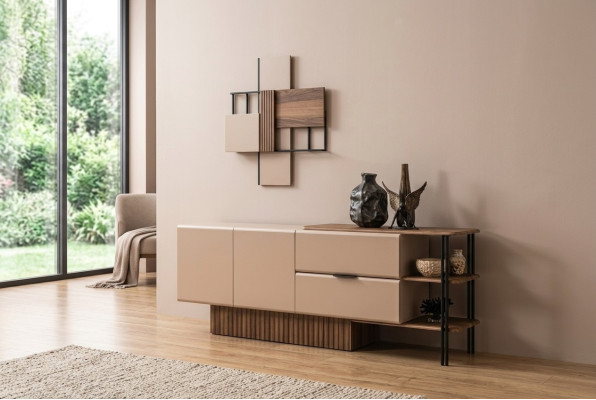 Mobiletto credenza in legno beige moderno