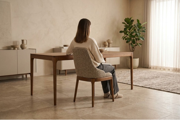 Gruppo di sedie da cucina beige moderne in tessuto 6 pezzi