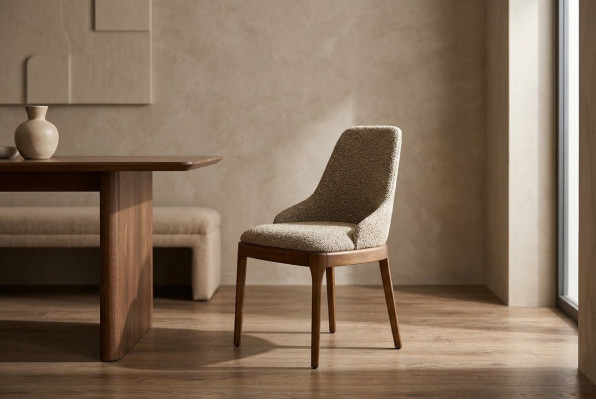 Gruppo di sedie da cucina beige moderne in tessuto 6 pezzi