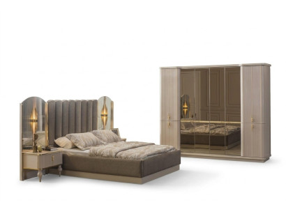 Camera da letto di lusso Letto matrimoniale di design Armadio comodini
