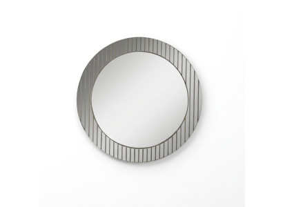 Specchio circolare grigio dal design moderno, specchio d'ingresso decorativo, mobile di lusso.